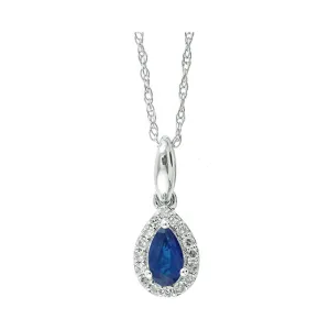 10KT WHITE GOLD DIAMOND (1/20CTW) & SAPPHIRE (1/5 CTW) PENDANT