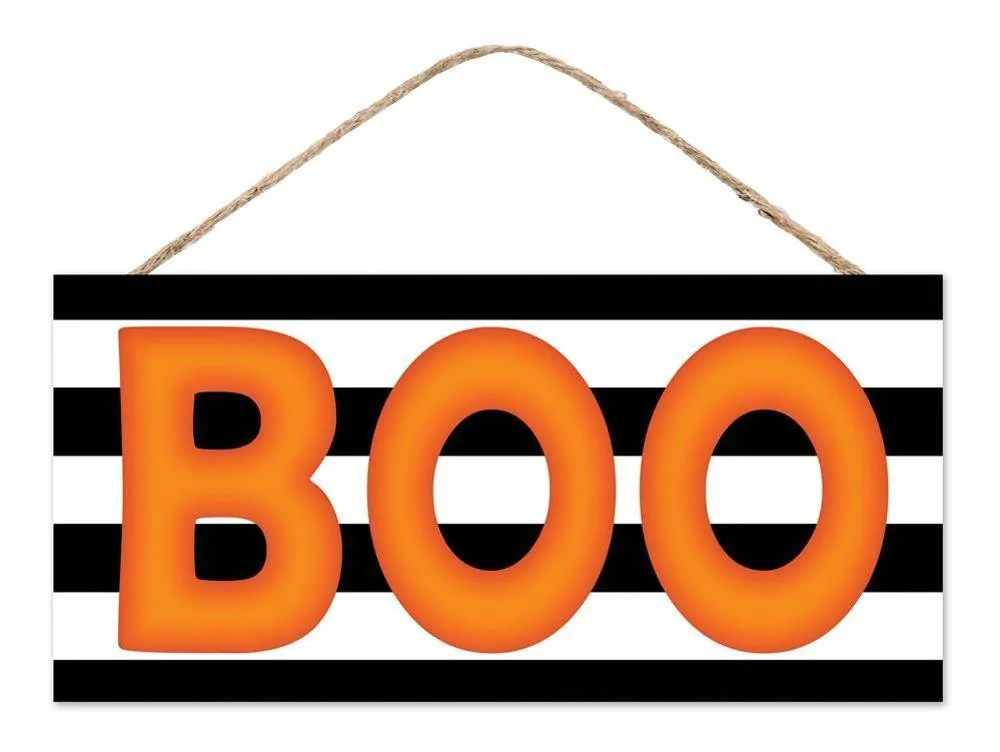 12.5" Bold Boo on Stripes Sign