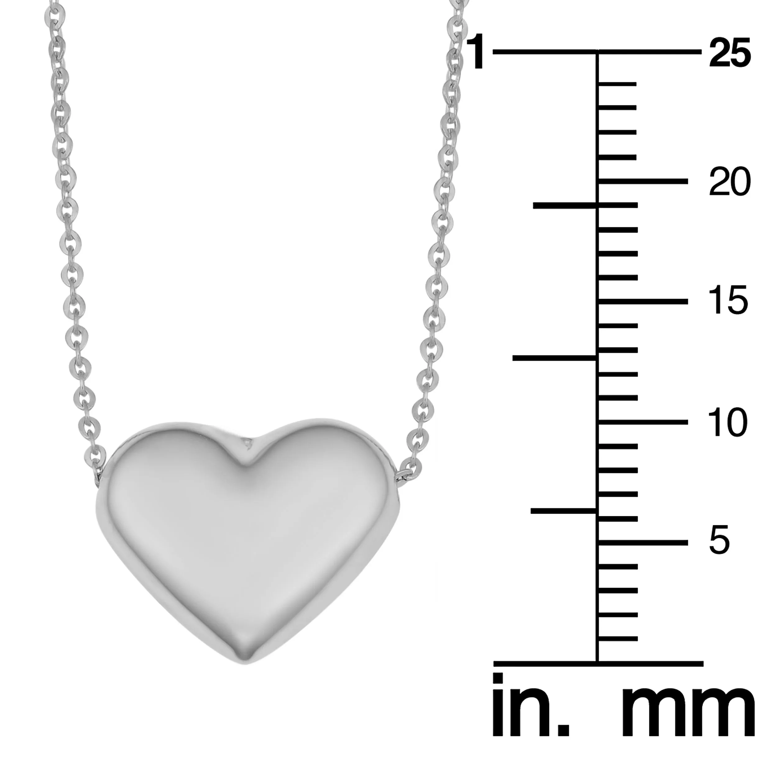 14k White Gold Heart Necklace (18 inch)