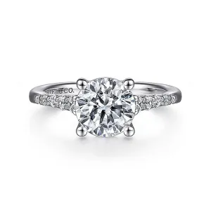 14K White Gold 'Reed' Classic Round Diamond Engagement Ring