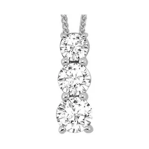 14KT White Gold & Diamond Classic Book 3 Stone Neckwear Pendant  - 3/4 ctw