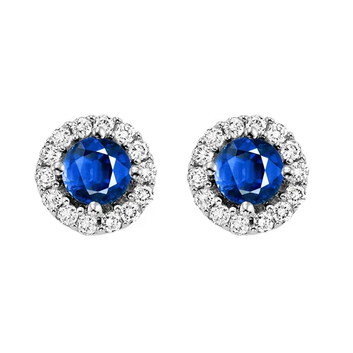 14KT WHITE GOLD DIAMOND (1/8CTW) & SAPPHIRE (1/3 CTW) EARRING