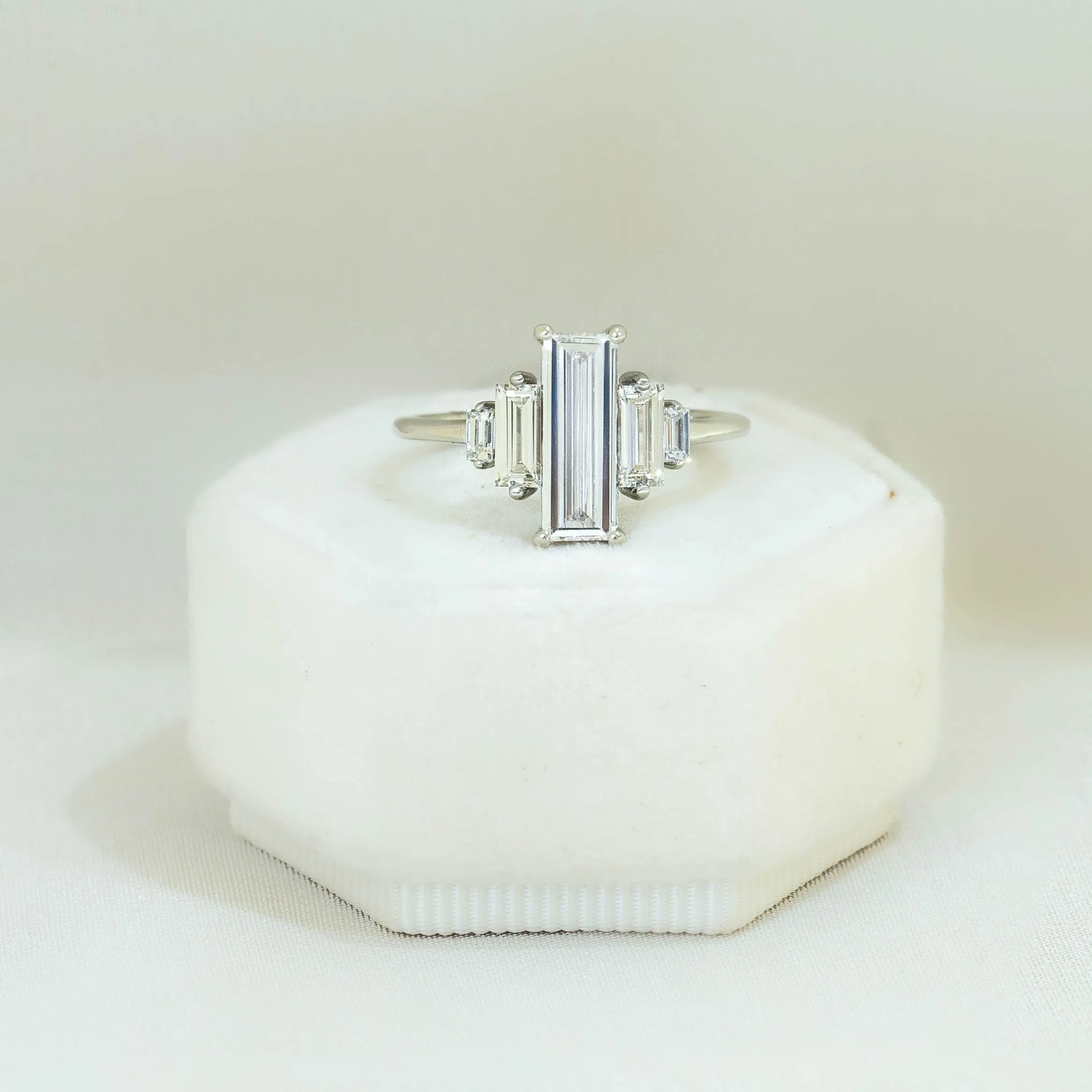 14kw 5-Stone Baguette-Cut Diamond Ring