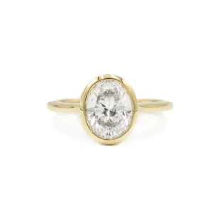 14ky Oval Bezel Cathedral Diamond Ring