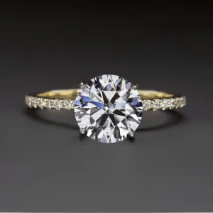 1.5ct LAB CREATED DIAMOND ENGAGEMENT RING CERTIFIED EXCELLENT ROUND CUT 14k GOLD