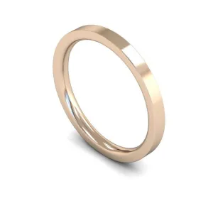 18ct Rose Gold Mediumweight Flat Court/Edge 2mm Wedding Ring