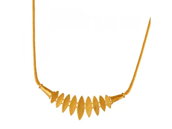 22k Gold Minimal Statement Necklace And Earrings Set With Geometric Design