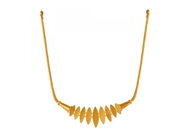 22k Gold Minimal Statement Necklace And Earrings Set With Geometric Design