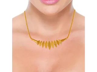 22k Gold Minimal Statement Necklace And Earrings Set With Geometric Design