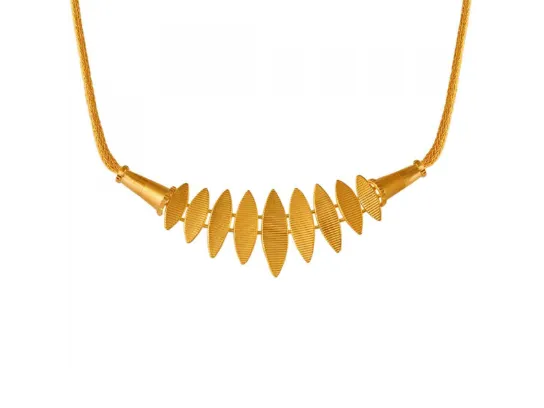 22k Gold Minimal Statement Necklace And Earrings Set With Geometric Design