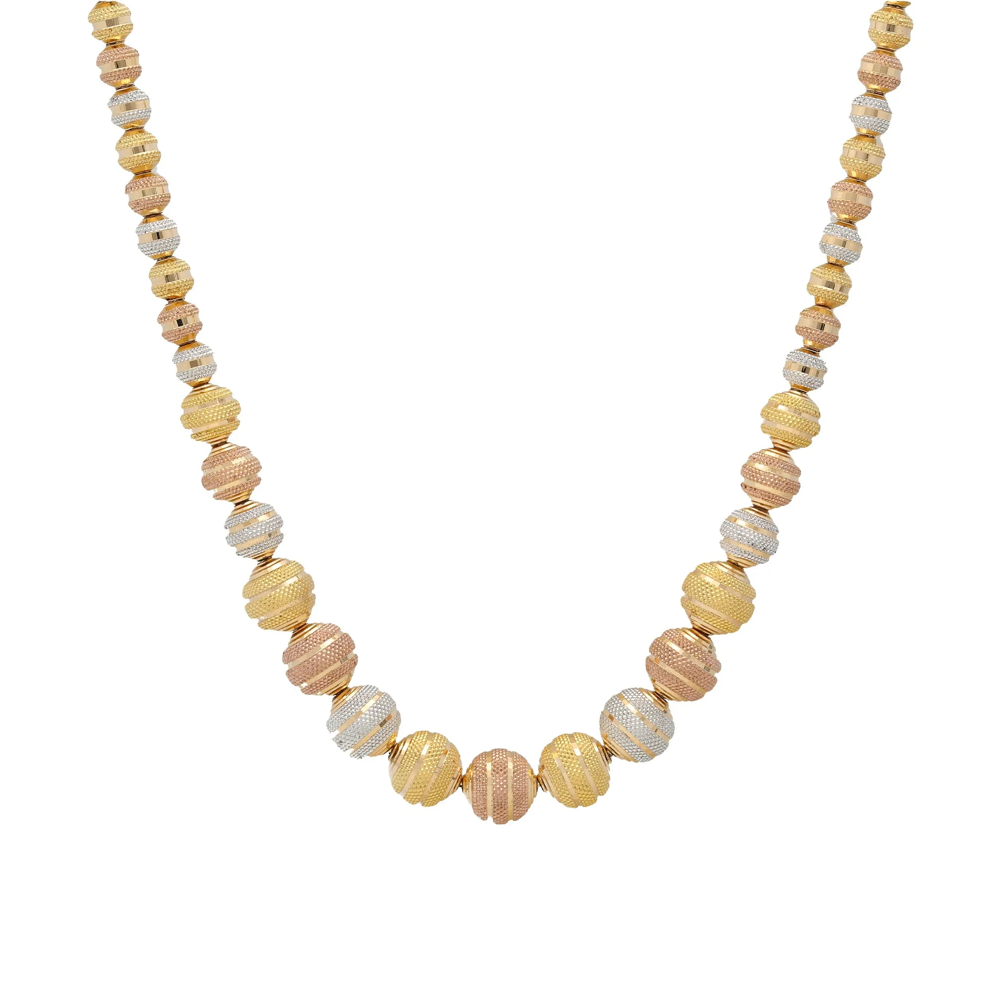 22K Multi-Tone Gold Beaded Chain (61gm)