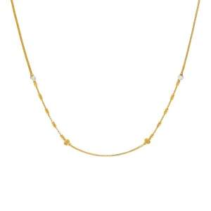 22K Yellow & White Gold Thin Beaded Chain (8.4gm)