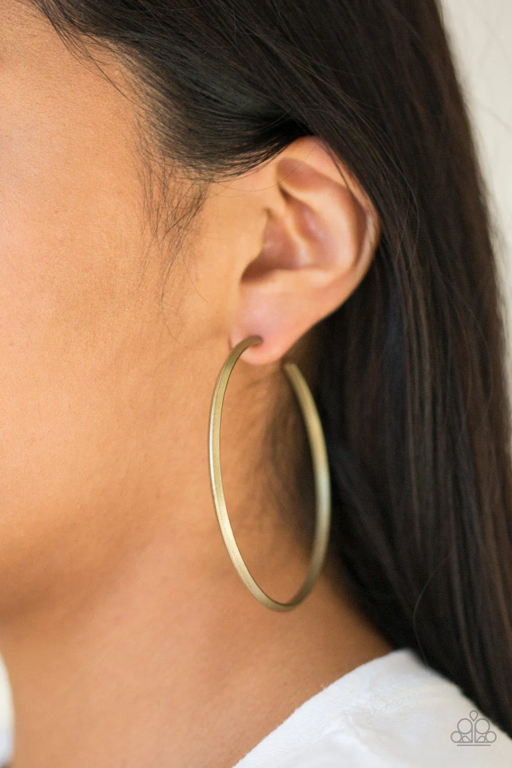 5th Avenue Attitude Brass Hoop Earrings - Paparazzi Accessories