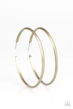 5th Avenue Attitude Brass Hoop Earrings - Paparazzi Accessories