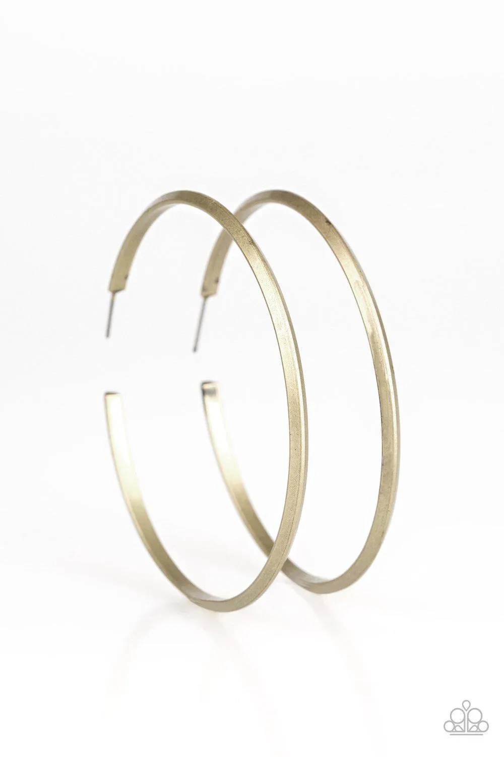 5th Avenue Attitude Brass Hoop Earrings - Paparazzi Accessories