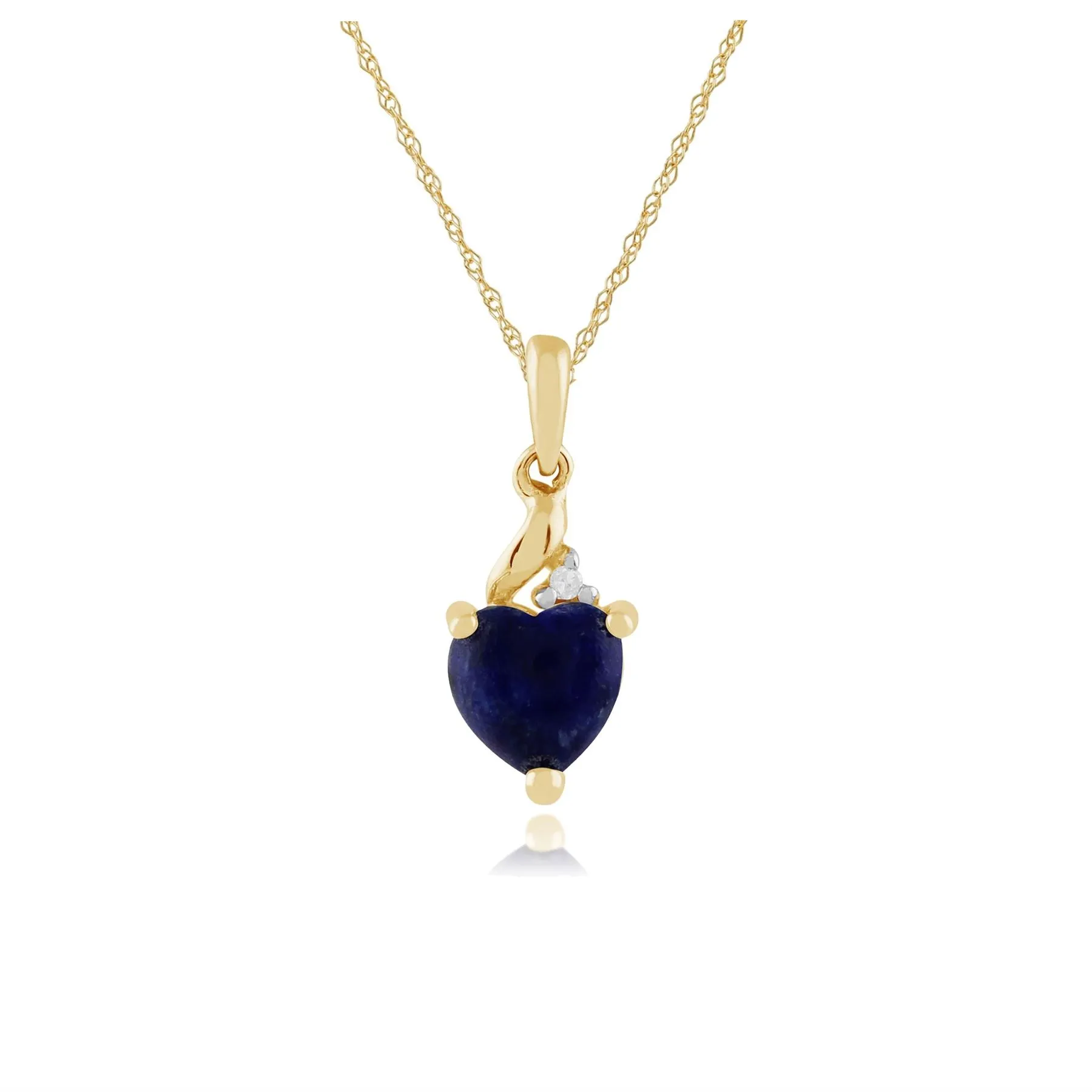 9 karat Gelbes Gold Lapislazuli & Diamant 18zoll Halskette