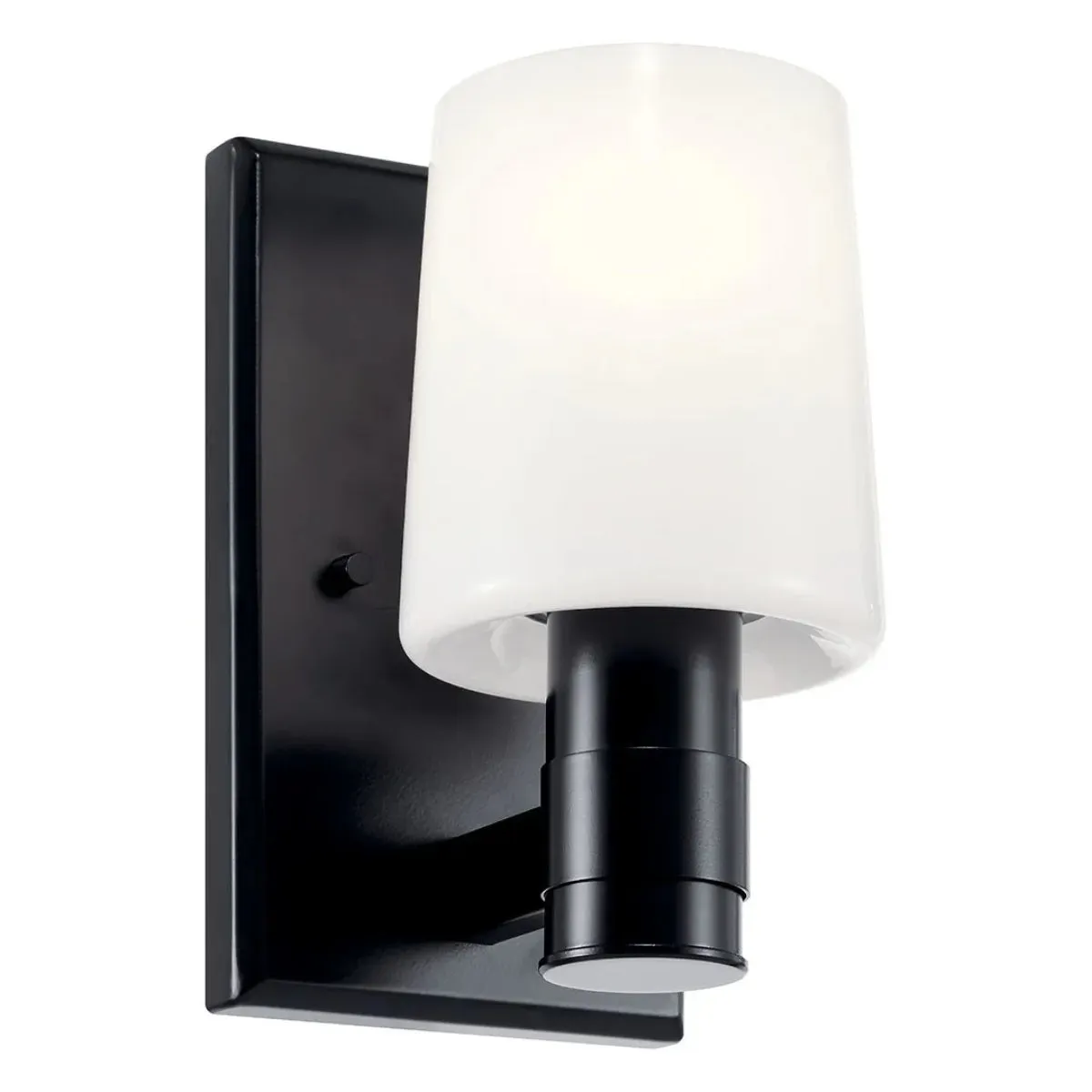 Adani 8" 1-Light Wall Sconce With Opal Glass, Black Finish