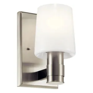 Adani 8" 1-Light Wall Sconce With Opal Glass, Brushed Nickel Finish