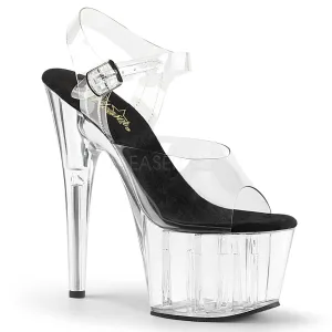 Adore-708 Clear/Black Sole, 7" Heel (Speed Heels)