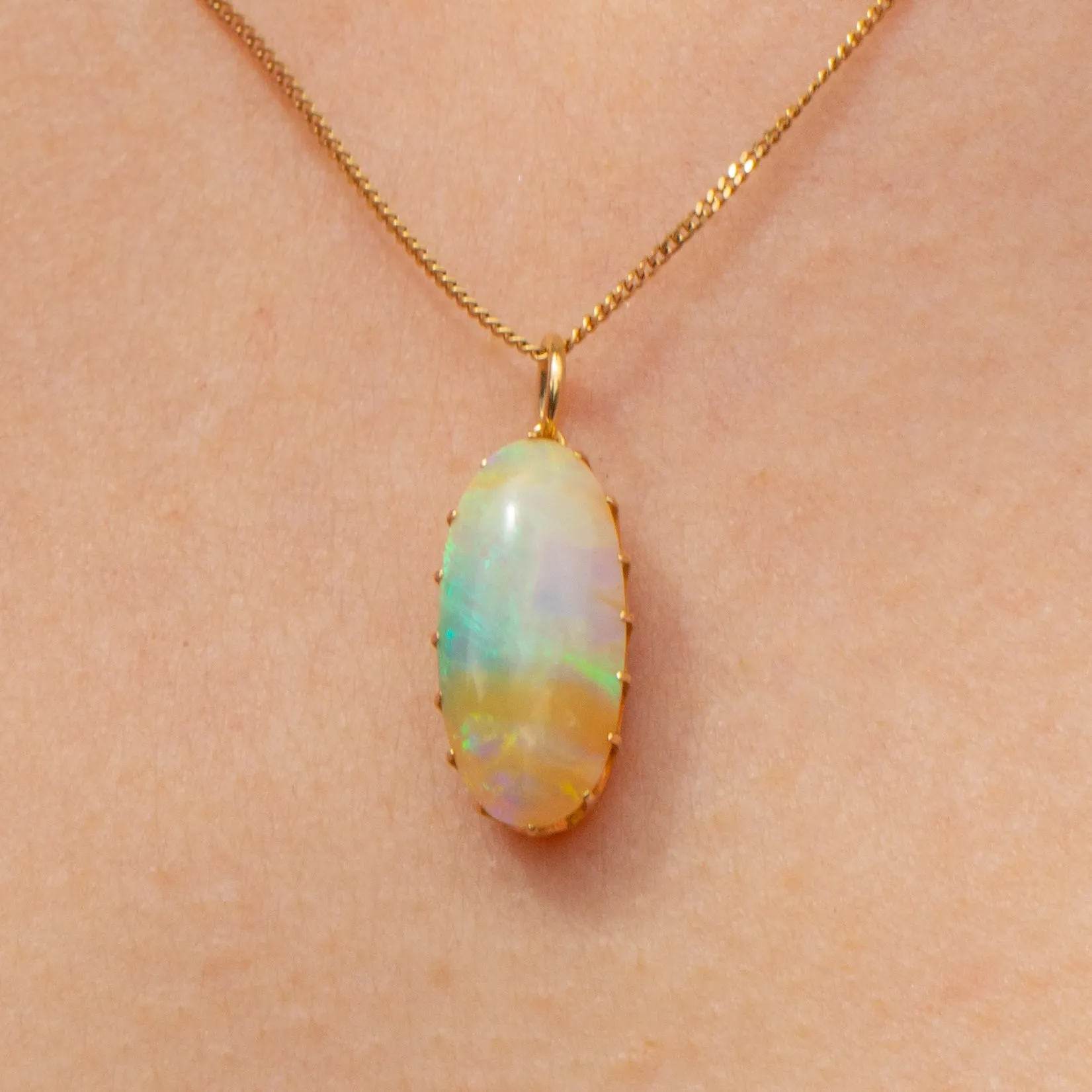 Antique 18ct Gold Opal Pendant, 5.25ct