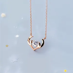 Antlers Solitaire Minimal Necklace