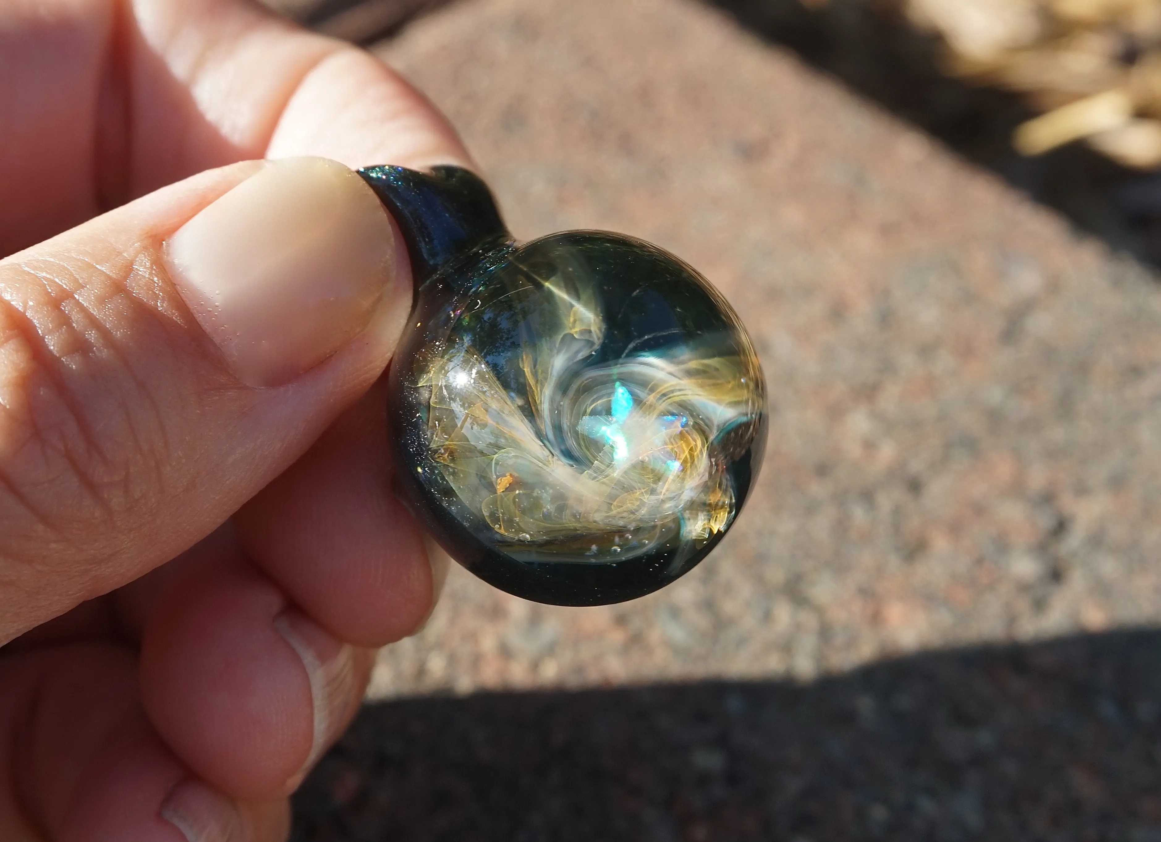 Ash Infused Glass Planet Pendants with Opals