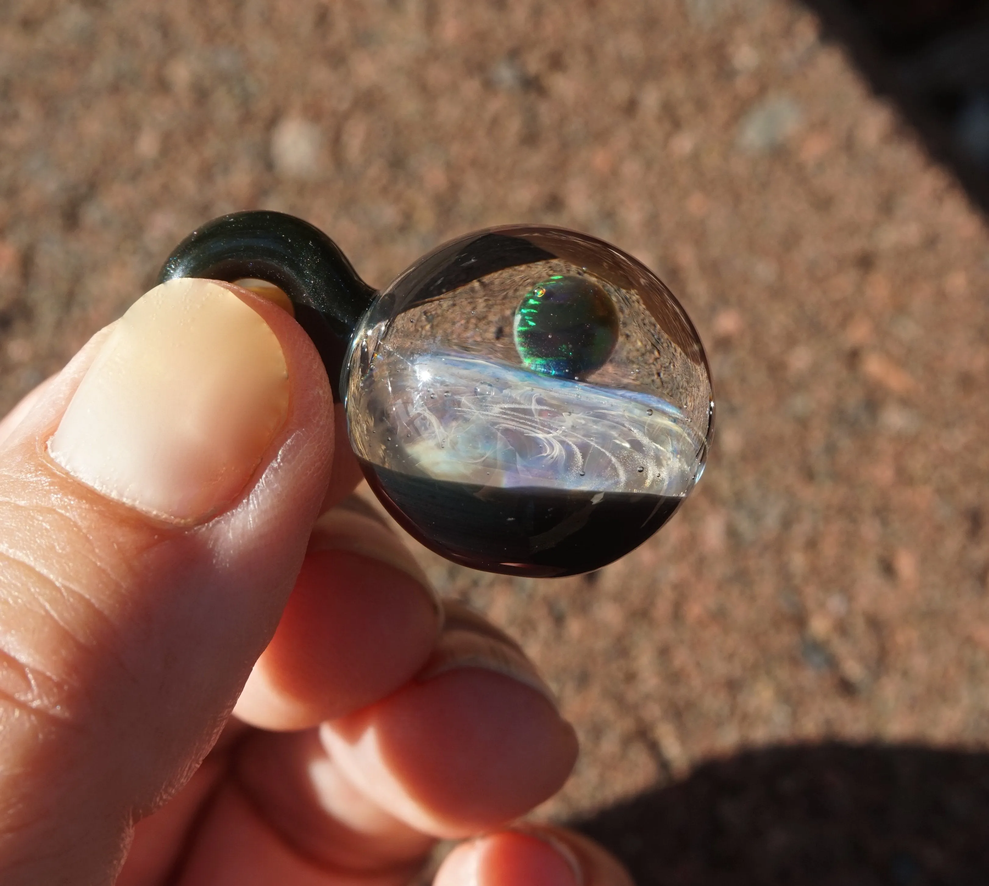 Ash Infused Glass Planet Pendants with Opals