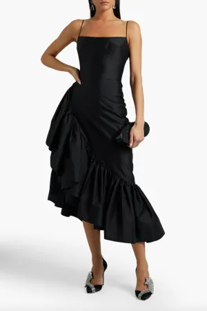 Asymmetric Ruffled Silk Dress