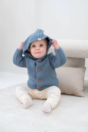 Baby Knit Cardigan with Hood - Folkstone Grey