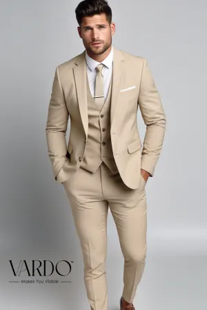 BEIGE SLIM-FIT SUIT 3-PIECE