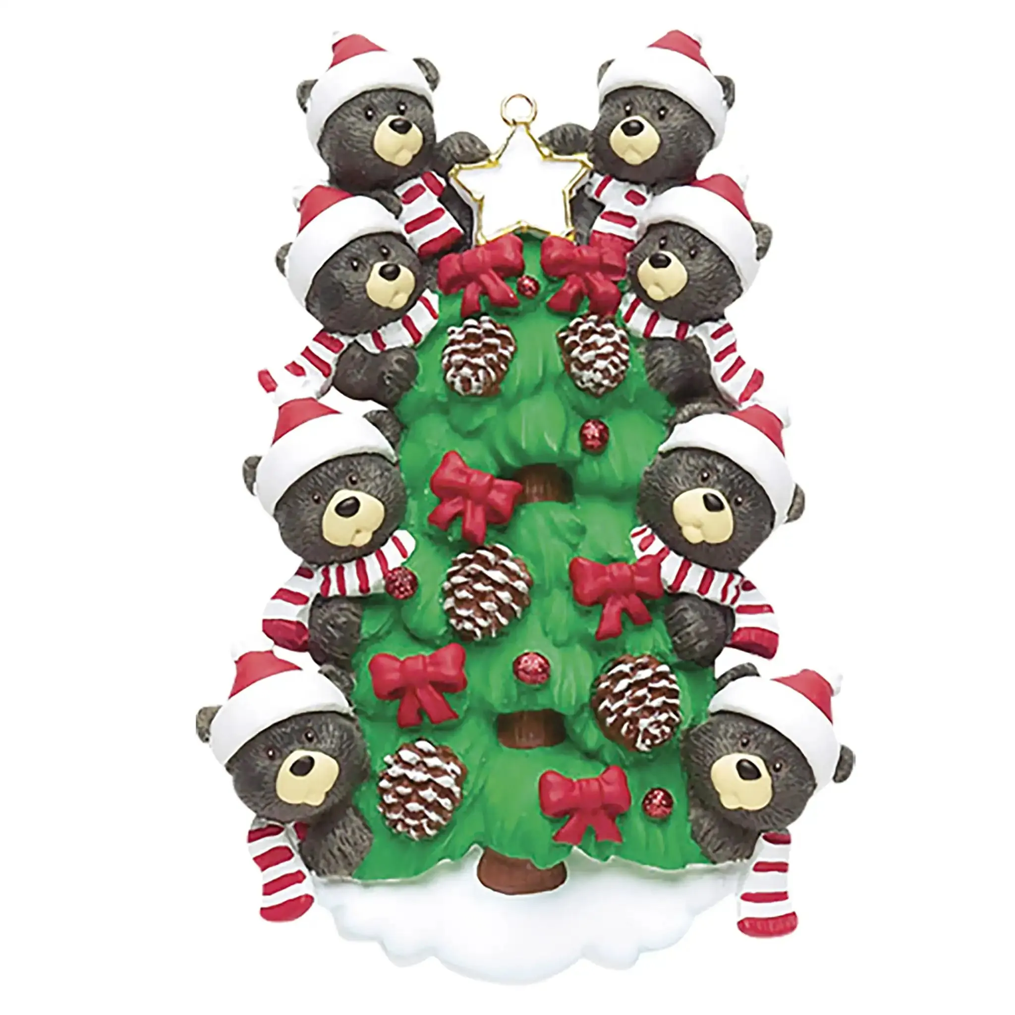 Black Bear Tree Family of 8 Christmas Ornament