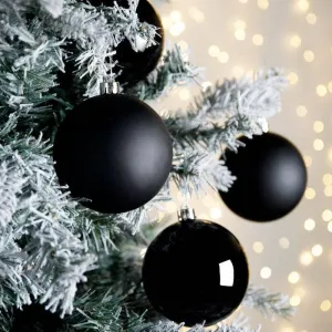 Black Christmas Baubles - 4 Pack