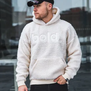 bold. Cream White Teddy Hoodie