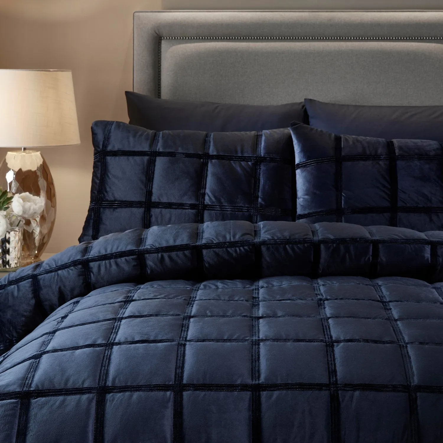 Brighton Square Navy Velvet Duvet Set