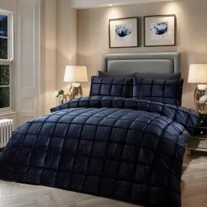 Brighton Square Navy Velvet Duvet Set