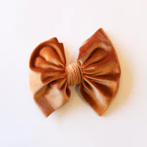 Bronze Velvet Big   Skinny Bow