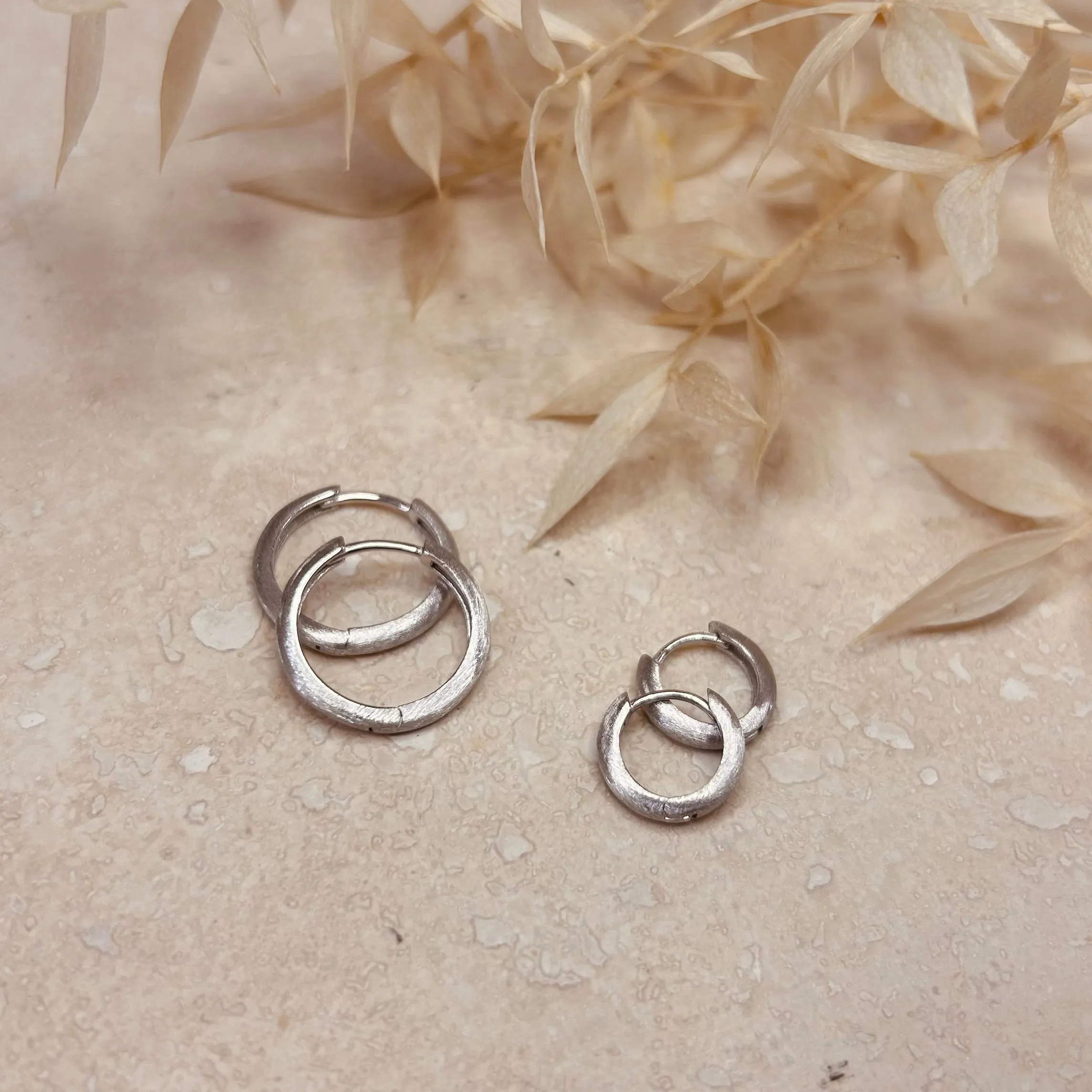 Brushed Silver Minimal Hoops