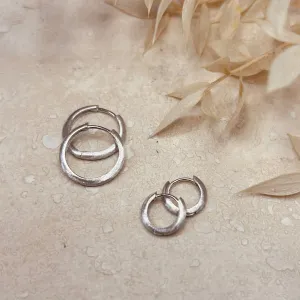 Brushed Silver Minimal Hoops