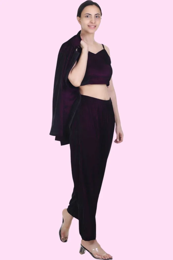 CANDILA VELVET PANT SETS FOR WOMEN