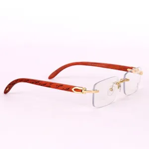 Cartier Vintage Wooden Rimless Glasses