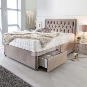 Caspora Reinforced Divan Bed Set with Button Headboard