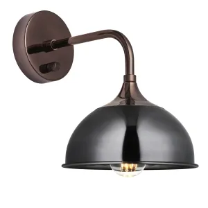 Chelsea Dome Wall Light - 8 Inch - Shiny Black Nickel