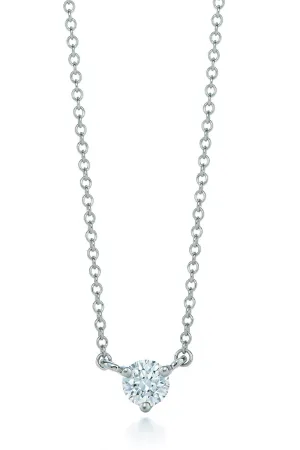 Classic 3 Prong Round Diamond Pendant Necklace