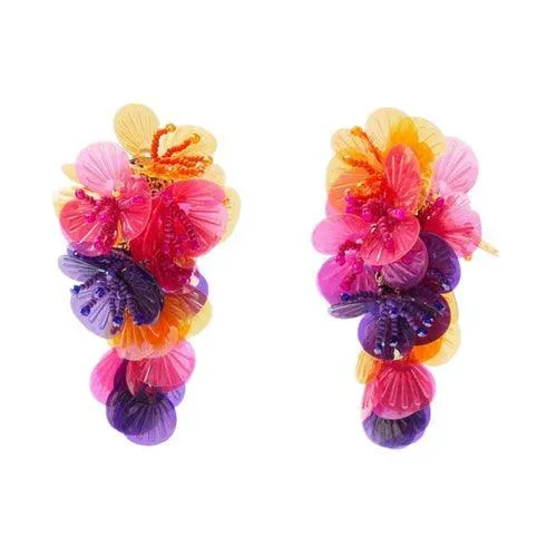 Colorful Shiny Large Shell Earrings - Sexikinis Swim