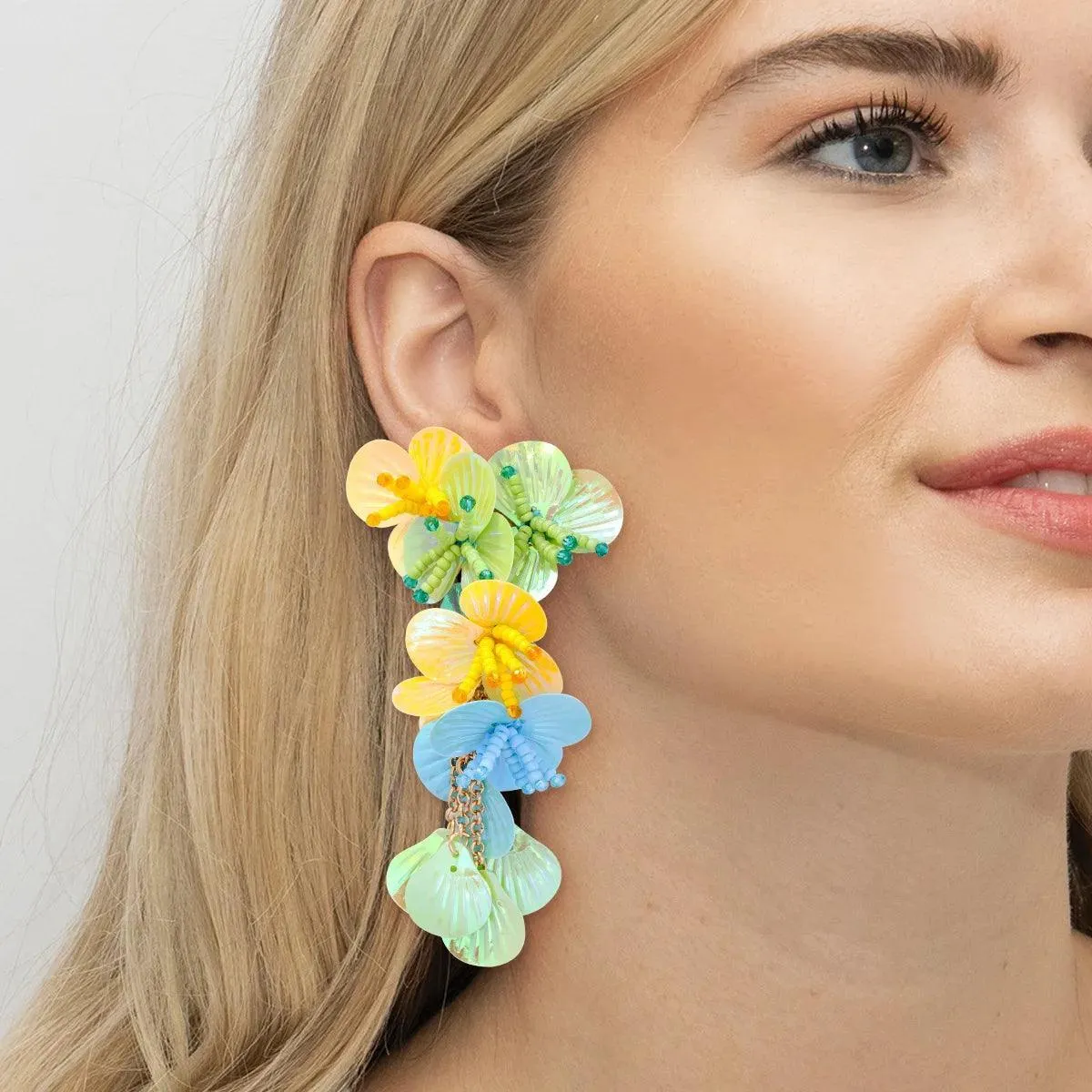 Colorful Shiny Large Shell Earrings - Sexikinis Swim