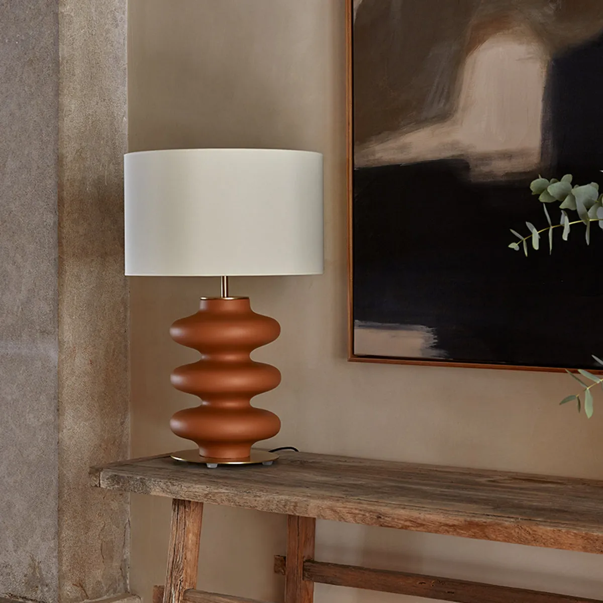 Contemporary Orange Ceramic Side Lamp