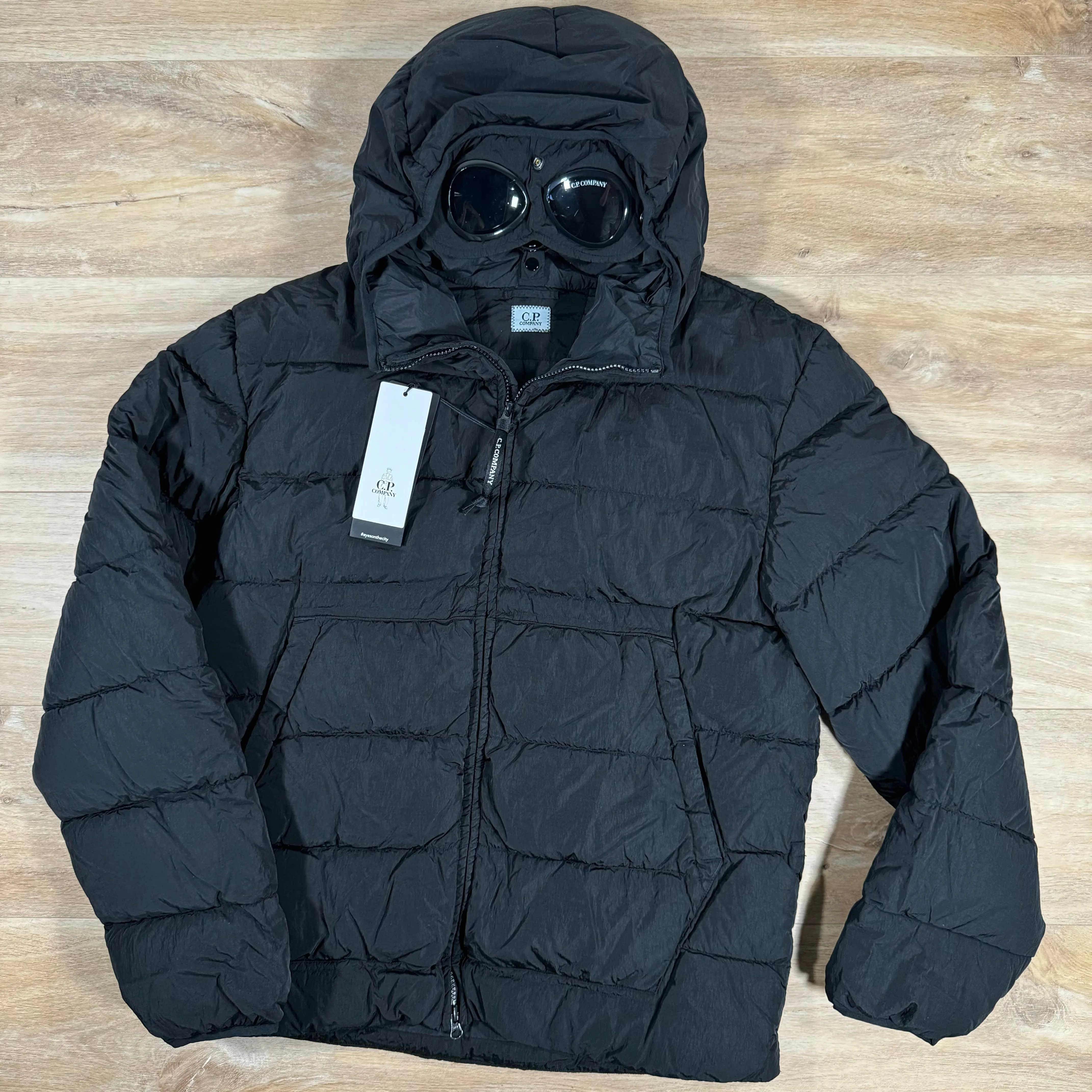 C.P. Company Chrome-R Goggle Down Jacket in Black