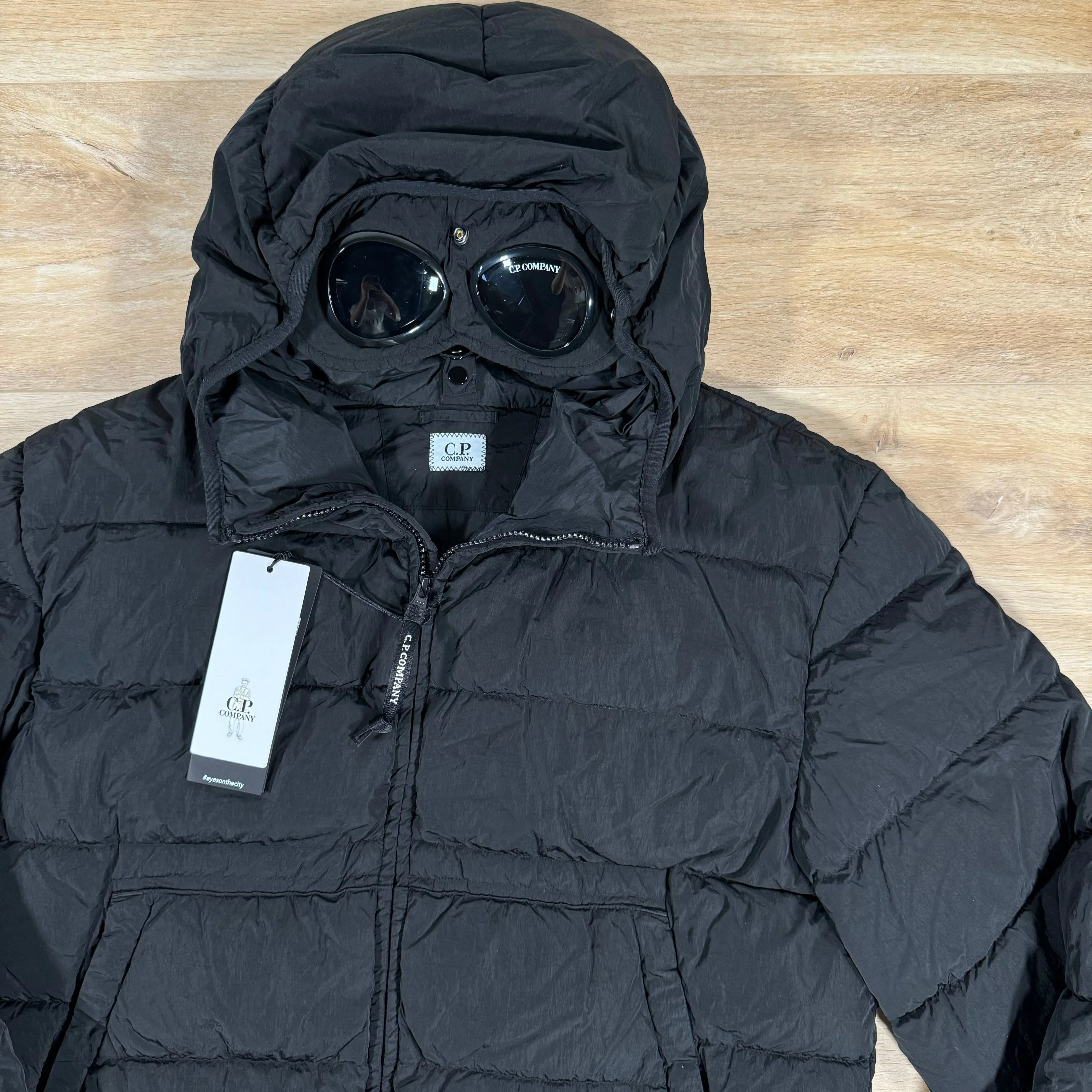 C.P. Company Chrome-R Goggle Down Jacket in Black