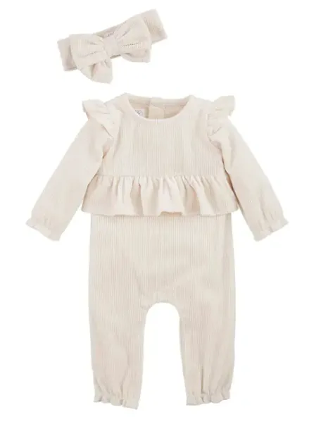 Cream Velour One Piece w/ Headband