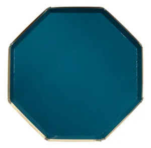 Dark Teal Dinner Plates,  Set of 8 Meri Meri Beautiful Basics Large Dark Teal Dinner Paper Plates (10" x 10")